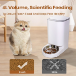 【VOLUAS】 Toya Smart Pet Feeder 4L, Automatic Stainless Steel Bowl, Wifi Controlled via Mobile App, Portable Indoor Dog Food Dispenser