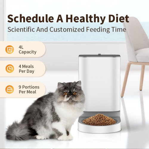 【VOLUAS】 Toya Smart Pet Feeder 4L, Automatic Stainless Steel Bowl, Wifi Controlled via Mobile App, Portable Indoor Dog Food Dispenser