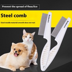 【Selfcleaner】Fine-Tooth Flea & Tick Comb for Dogs and Cats, Pet Lice Removal Brush, Effective Grooming Tool for Flea, Tick, and Lice Treatment